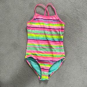 Brightly striped SO one live bathing suit.